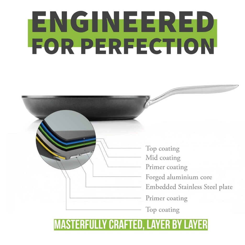 TECHEF - Onyx Collection Nonstick Frying Pan Skillet Set, PFOA-Free, Dishwasher Oven Safe, Stay-Cool Stainless Steel Handle, Induction-Ready, Made in Korea (8-inch and 10-inch)