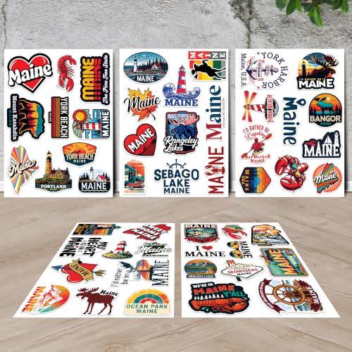 Maine State Vinyl Travel Stickers Set - Waterproof Decals for Laptops, Water Bottles, Cars & More