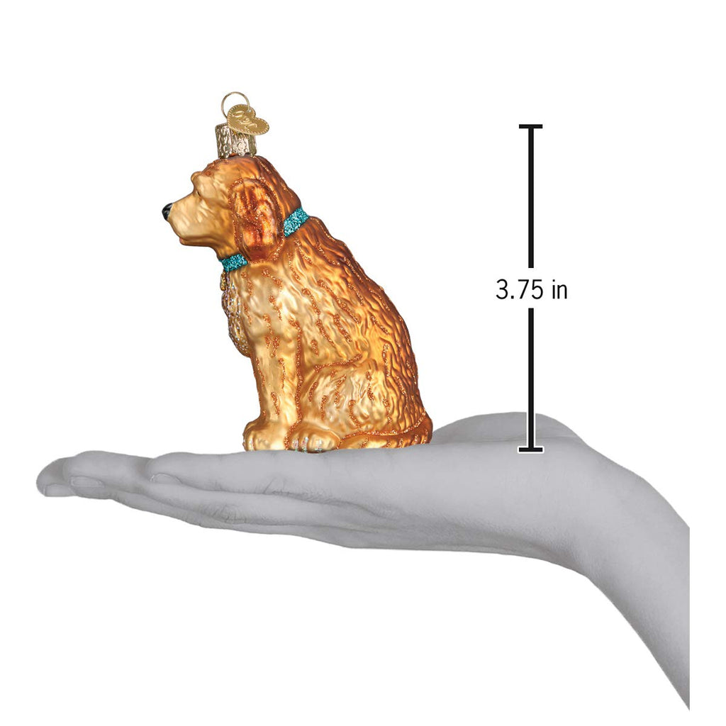 Old World Christmas Irish Doodle Glass Blown Ornament for Christmas Tree, Handcrafted Holiday Decoration, Dog Collection