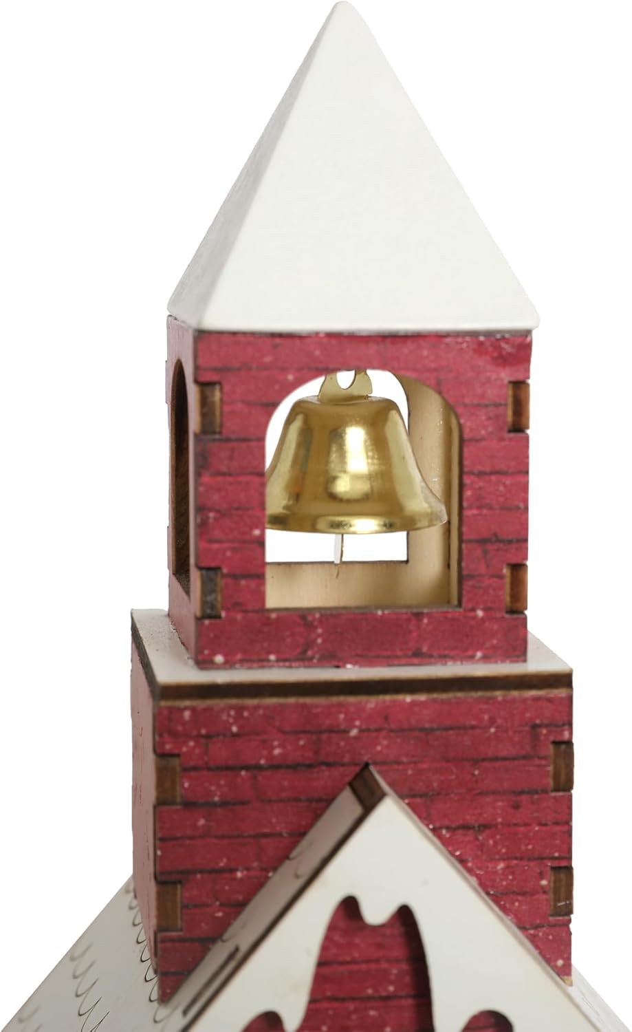 Wooden Lighted Christmas Church Decor | 11.8” Xmas Village Chapel with LED Lights & Snowman