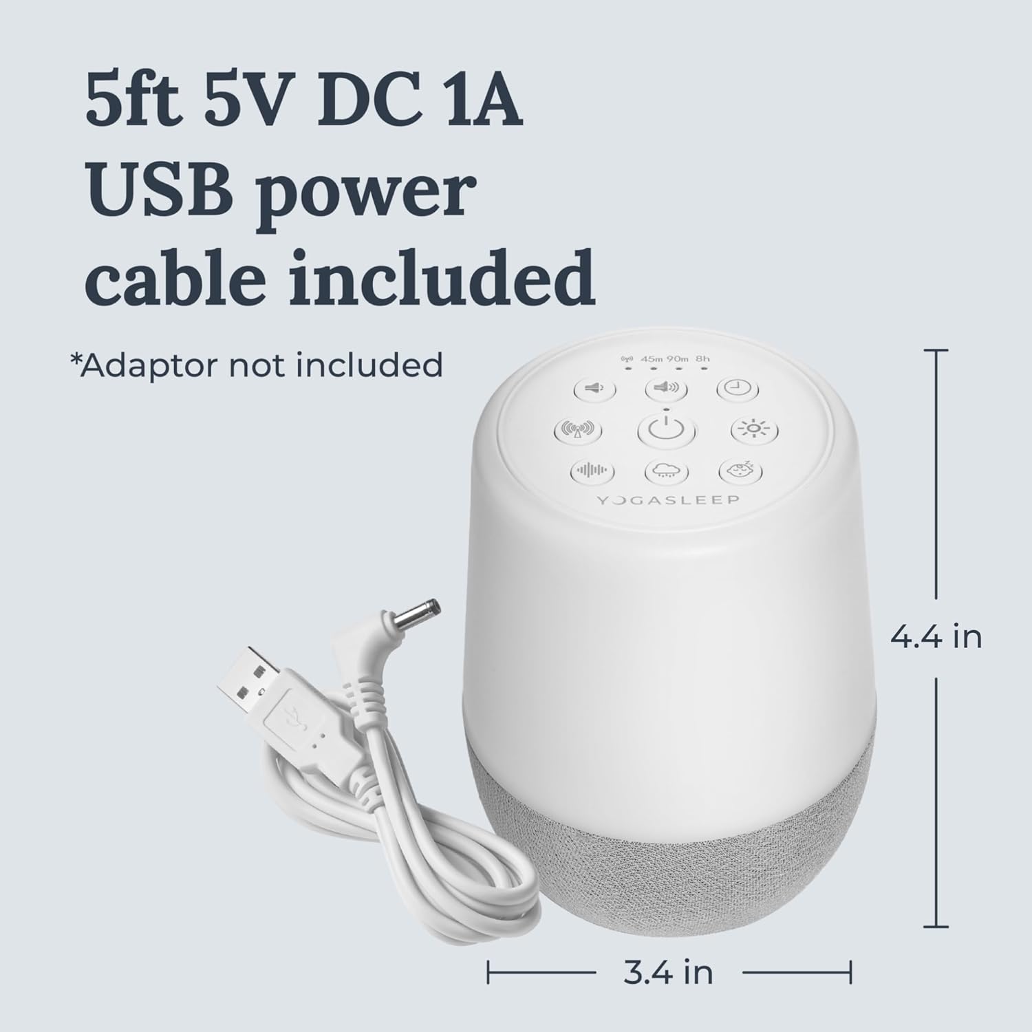 Yogasleep Duet White Noise Machine - Bluetooth Sound & Night Light for Sleep Aid | 30 Natural Sounds, White