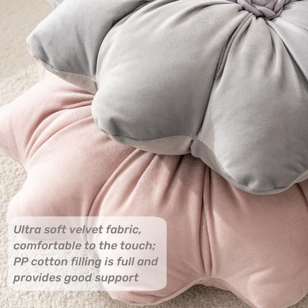 UNWAAT 15.7 Inches Round Throw Pillows Velvet Flower Chair Cushion for Couch Sofa Chair Bed Home Decoration