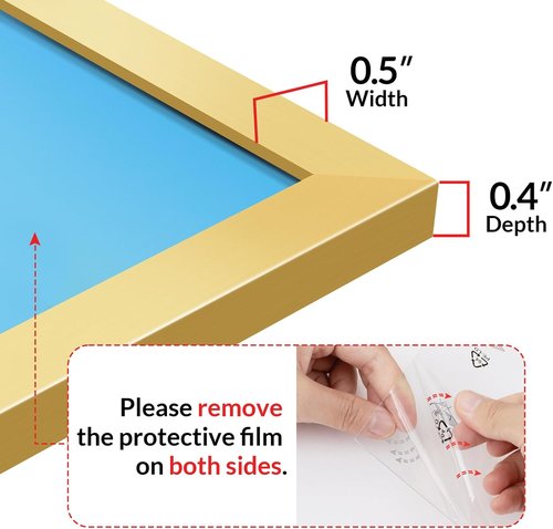 LaVie Home 8x12 Gold Picture Frame - HD Plexiglass Wall Display for Vertical or Horizontal Use