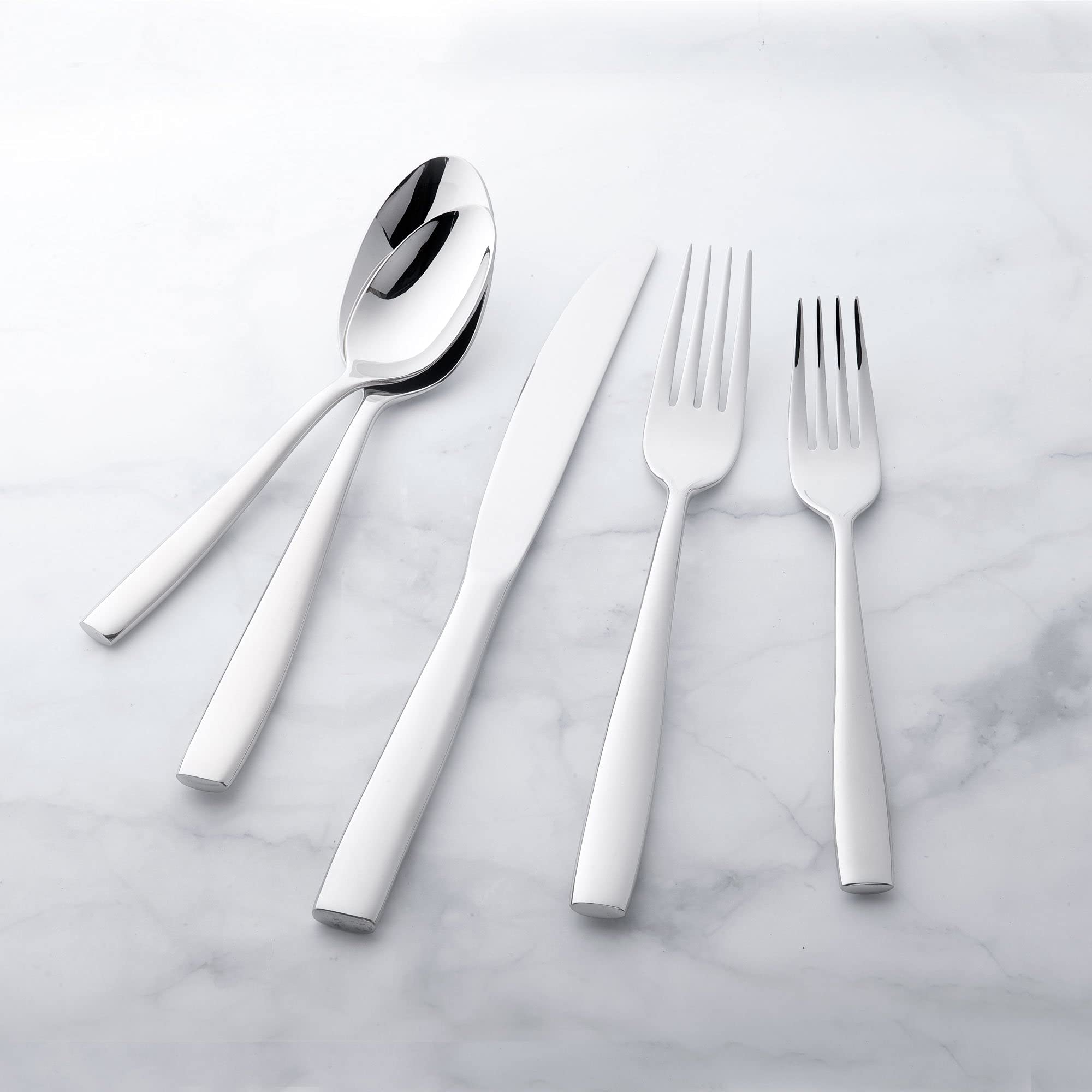 UPware 20-Piece 18/8 Stainless Steel Flatware Set, Service for 4, Include Knives/Forks/Spoons/Teaspoons/Salad Forks, Mirror Polished, Dishwasher Safe (Placid)