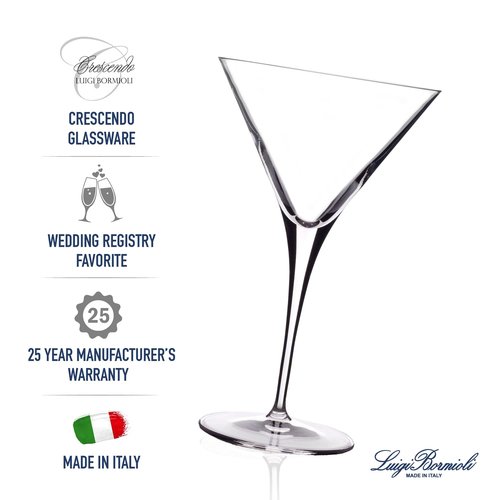 Luigi Bormioli Crescendo 10 Oz Martini Glasses, Set of 4, Crystal Cocktail Glasses, Dishwasher Safe Martini Glass, Made in Italy