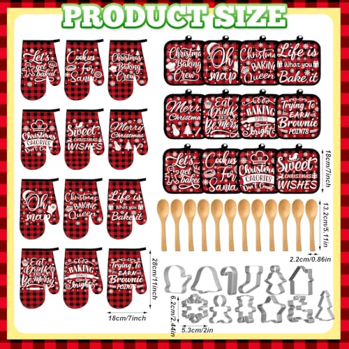 Qinyoung Christmas Kitchen Oven Mitts & Pot Holders Set - Buffalo Plaid
