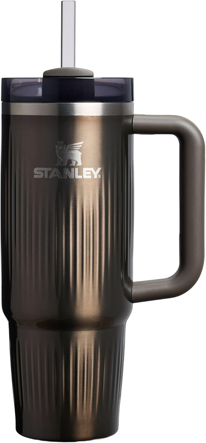 STANLEY Quencher H2.0 Tumbler - 30 oz Insulated Stainless Steel with Handle & Straw | BPA-Free | Fluted Gunmetal Shine