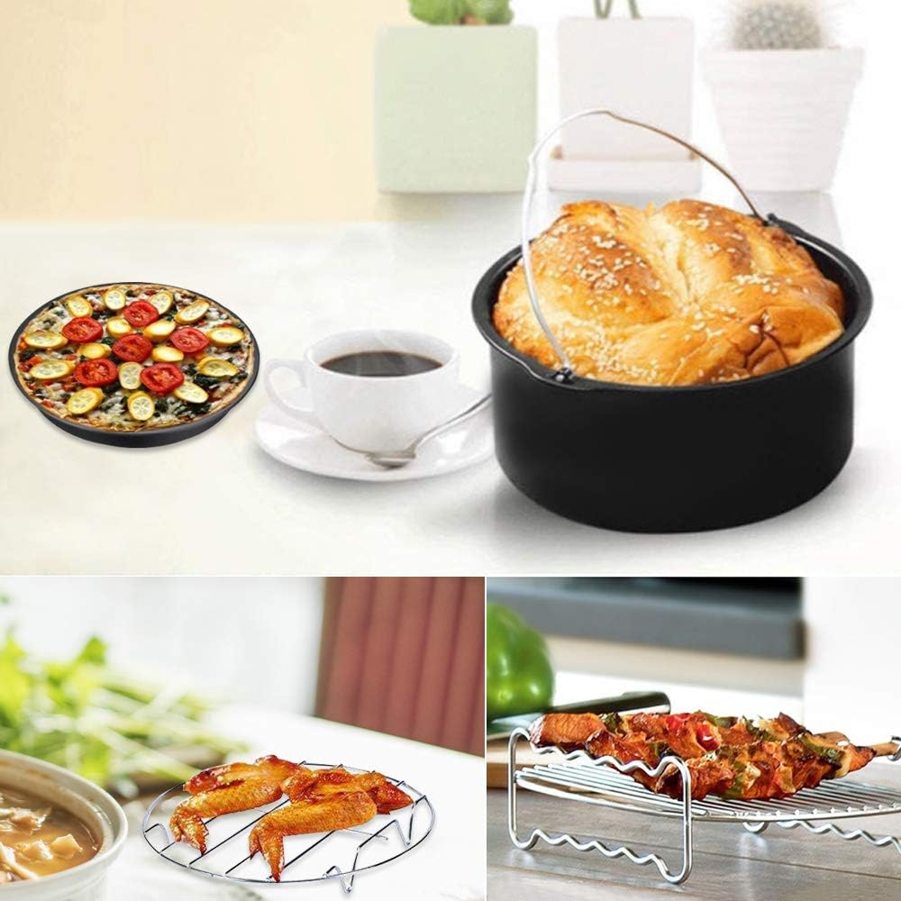 Phillips Air Fryer Accessories Set - 7 Essential Tools Including Egg Bites Mold & Pizza Pan | Fits 3.5Qt-5.8Qt Models