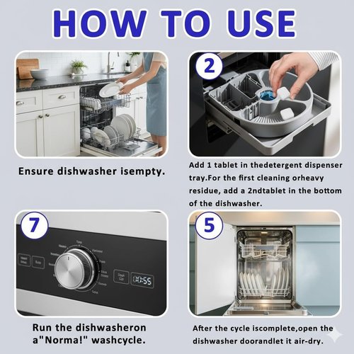 Dishwasher Cleaner Tablets - Eliminate Limescale, Grease & Odors | Septic Safe & Fragrance-Free