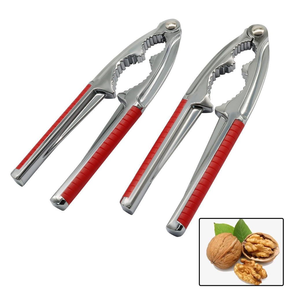 Unlorspy 2Pcs Heavy Duty Nutcracker, Stainless Steel Nut Crackers Ergonomic Handle Nutcracker Tool, Nut Cracker for Walnet Pencan Chestnut Crab Lobster(Red)