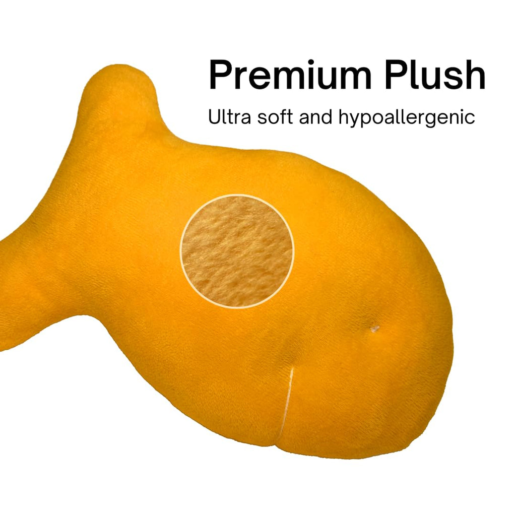 Snack Plushies Cheddar Fish Cracker Plush Toy – 10” Soft & Huggable Stuffed Animal Pillow – Cute Snack-Inspired Cuddly Gift for Kids & Adults