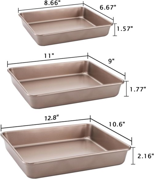 Dicunoy Nonstick Deep Baking Pans Set of 3 | Heavy Duty Carbon Steel Bakeware - 8, 11, 12 Inch Sizes