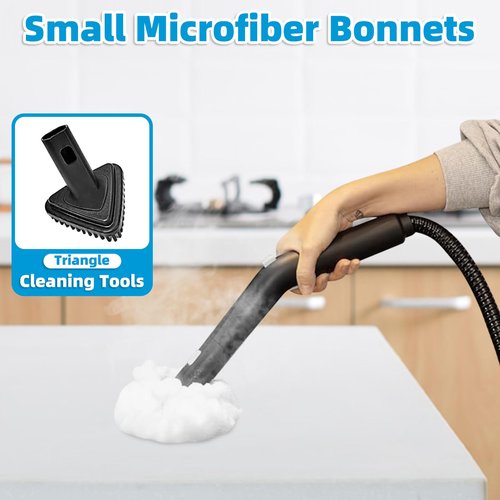 Nicemiya 10 Pack Steam Mop Pads Compatible with Dupray Steam Cleaner etc, 5 Pack Large Rectangle Bonnets + 5 Pack Small Triangle Bonnets Reusable Washable Microfiber Steam Cleaner Accessories