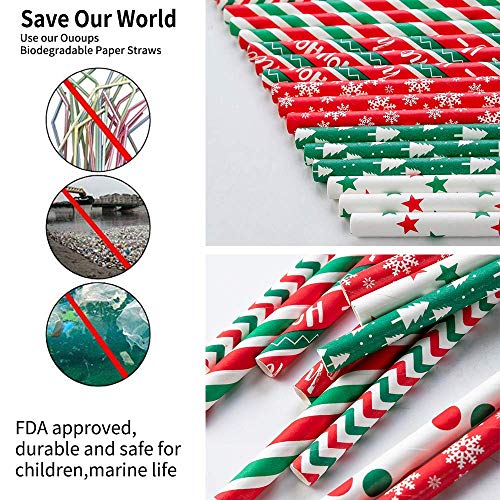 Biodegradable Paper Straws - 100-Pack, 7.75 Inches, Eco-Friendly Designs