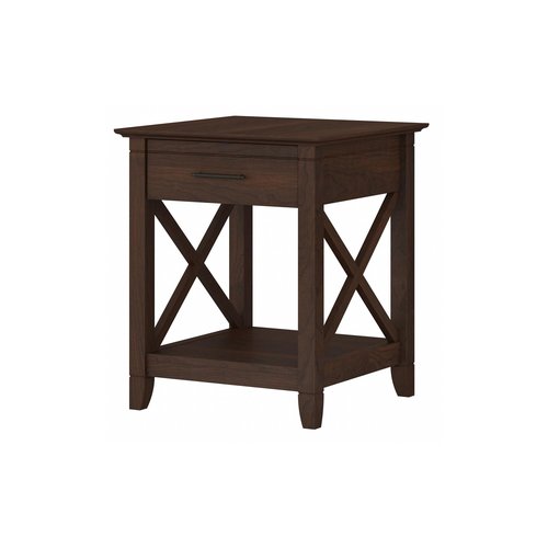 Bush Home End Table with Drawer, Nightstand with Storage, Living Room and Bedroom Furniture, Key West Collection, Bing Cherry