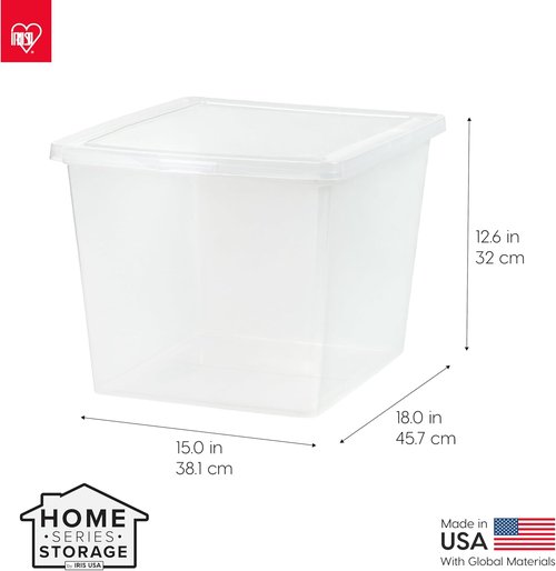 IRIS USA Storage Bins - 4-Pack Clear Stackable Containers with Lids | 36 Quart for Organizing Shoes, Clothes, and More - BPA-Free Plastic