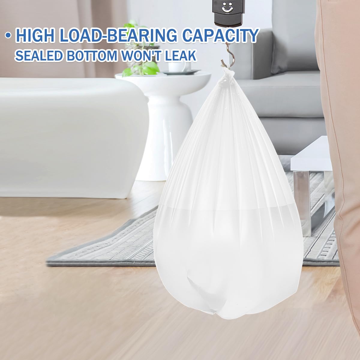 XUXRUS Bathroom Small Trash Bags 3 Gallon Garbage Bags for Home Office,120 Count,White,Fits 2-3 Gallon Bins
