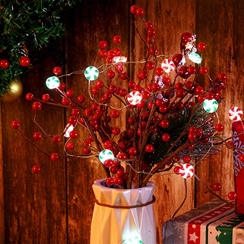 Candy String Lights Decor 10ft with 30 LEDs - Red & Green, 8 Modes, Battery Operated