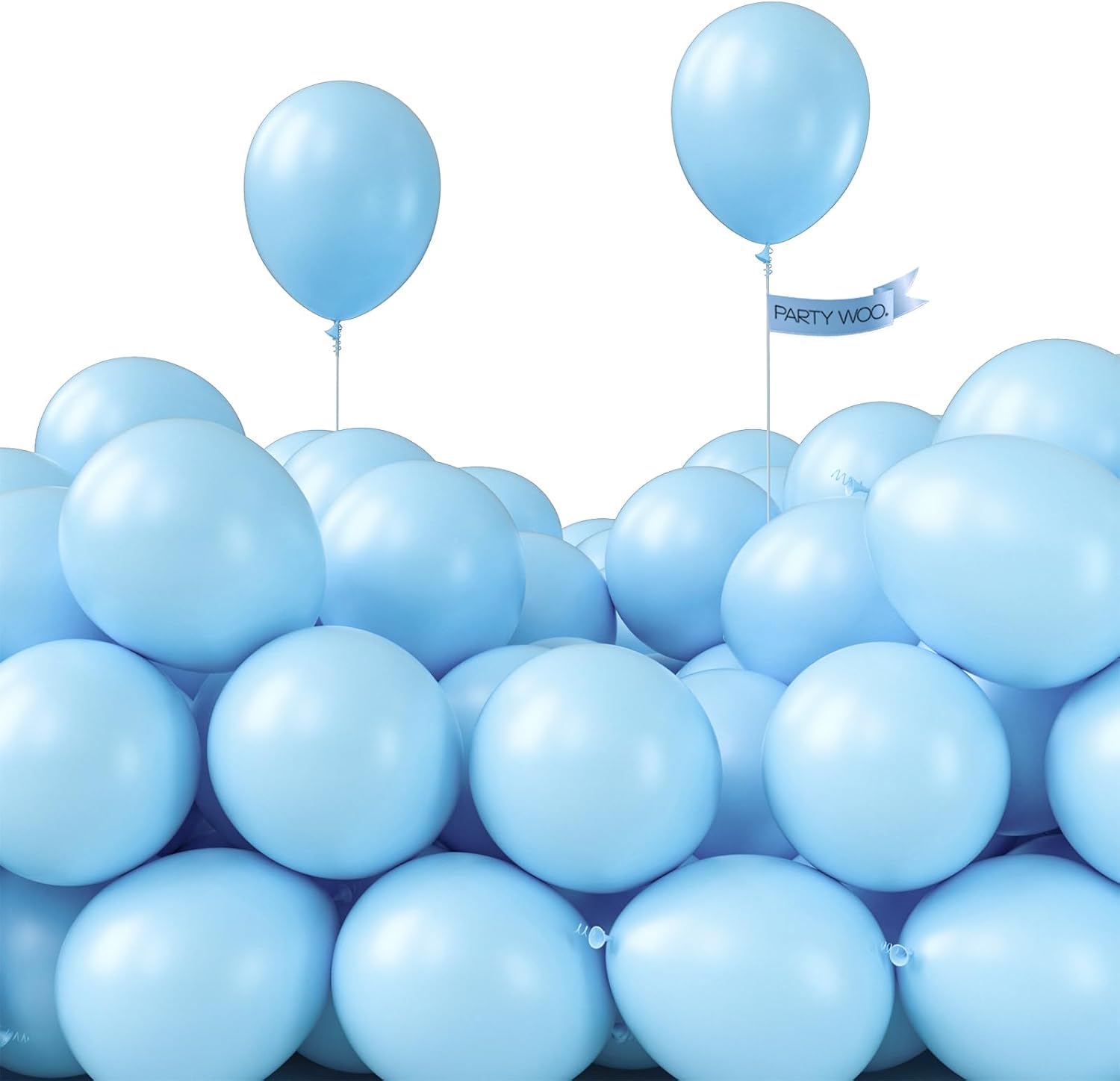 PartyWoo Light Blue Balloons - 100pcs Mini 5-Inch Pastel Aqua Balloons for Baby Showers & Parties