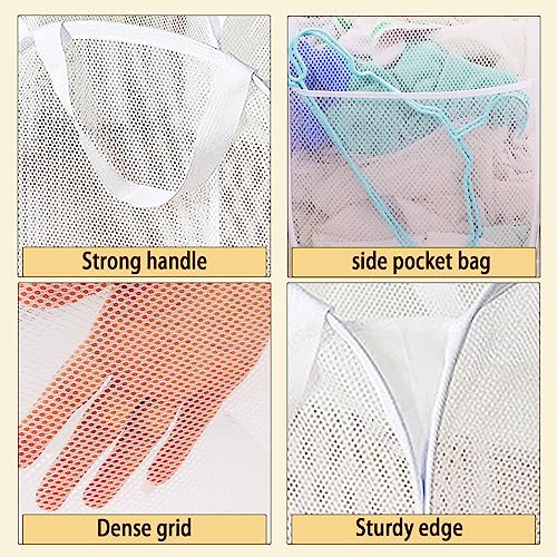 Collapsible Mesh Laundry Basket - 2 White Pop-Up Hampers for Easy Storage