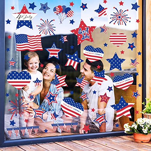 Quera 9 Sheets 4th of July Patriotic Window Clings