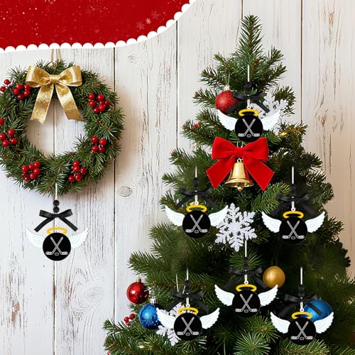 Hockey Angel Ornament - Wooden Easter Decoration with Wings