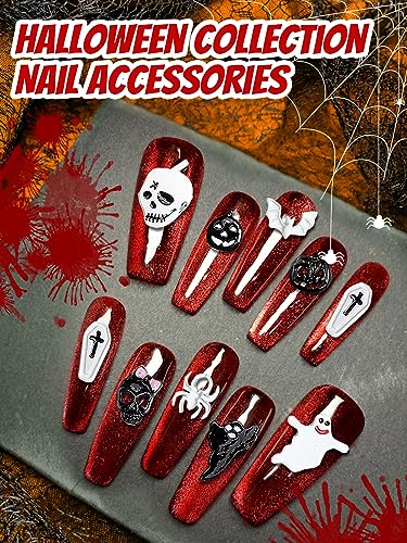 52 Pcs 3D Halloween Nail Art Charms Alloy Pumpkin Spider Skull Jewelry