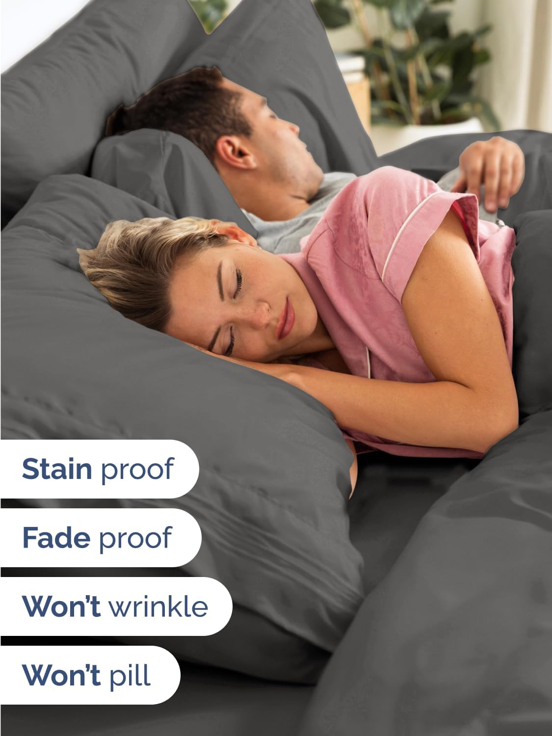 Skiennix Extra Deep Full Sheet Set - 6-Piece Breathable Cooling Bedding - Soft, Wrinkle-Free Charcoal