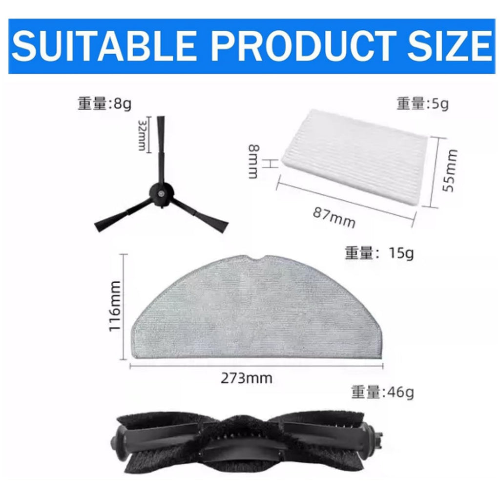 Replacement Parts Accessories for Tapo RV30 Max Plus / RV30 Max / RV20 Max Plus/RV20 Max Robot Vacuum,parts Include 1 Main Brushes 4 Side Brushes 3 Mop Pads 3 Filters 3 Dust Bags Attachments