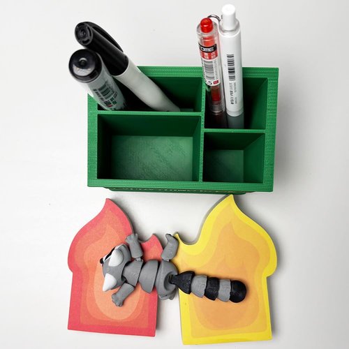Infmetry Funny Garbage Can Fire Pen Holder with 300 Sticky Notes – Cute Desk Organizer for Office, White Elephant Gag Gift for Coworkers, Men, Women – Unique Office Supplies & Decor