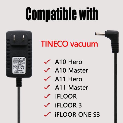 26V Charger Replacement for TINECO Vacuum Cordless Vacuum Cleaner Adapter for A10 A11 S3 Hero Master iFLOOR S3 Series YLS0241A-T260060 YLS0241A-T260080 Power Supply Cord 6.6FT
