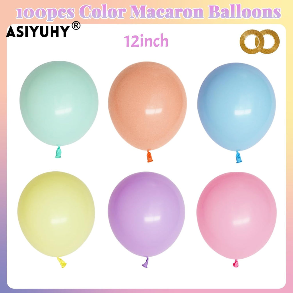 Pastel Balloons 100 Pack - 12 Inch Latex Balloons for Birthday, Baby Shower & Wedding Decor