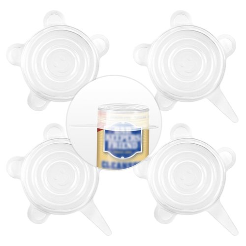 4pcs Lid Cover for Bar Keepers Friend, Transparent Silicone Cap Replacement Lid Accessories Compatible with Barkeepers Friend Cleanser 12oz & 21oz