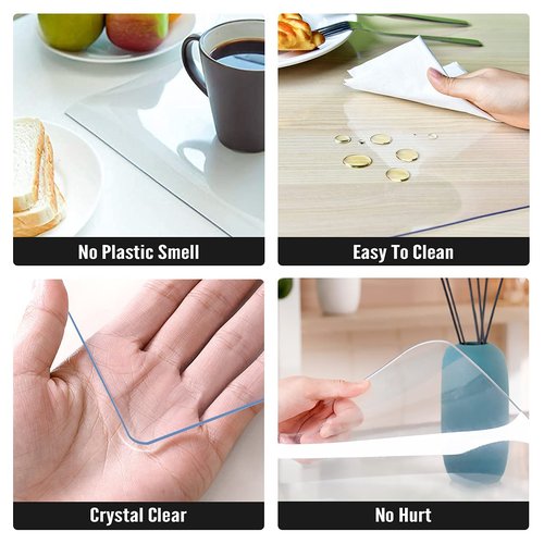 Royhom Clear Table Protector 42 x 78 Inch - 2mm Thick Plastic Table Cover, Clear Table Cover Protector Rectangle, Waterproof PVC Desk Mat for Coffee Table, Writing Desk, Dining Room, Dresser