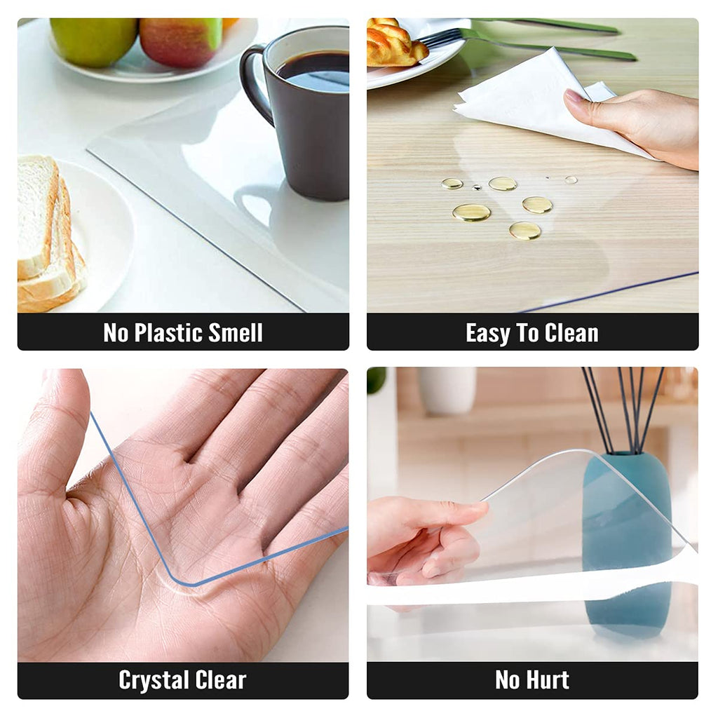 Royhom Clear Table Protector 42 x 90 Inch - 2mm Thick Plastic Table Cover, Clear Table Cover Protector Rectangle, Waterproof PVC Desk Mat for Coffee Table, Writing Desk, Dining Room, Dresser