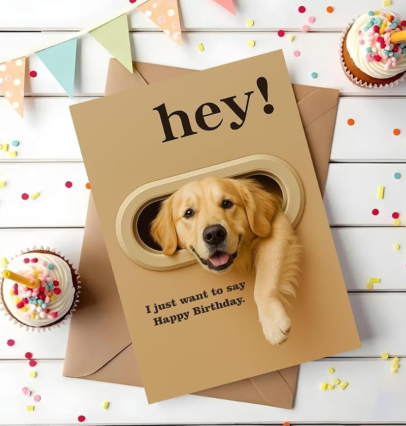 Funny Golden Retriever Birthday Card - Humorous Dog Greeting Card