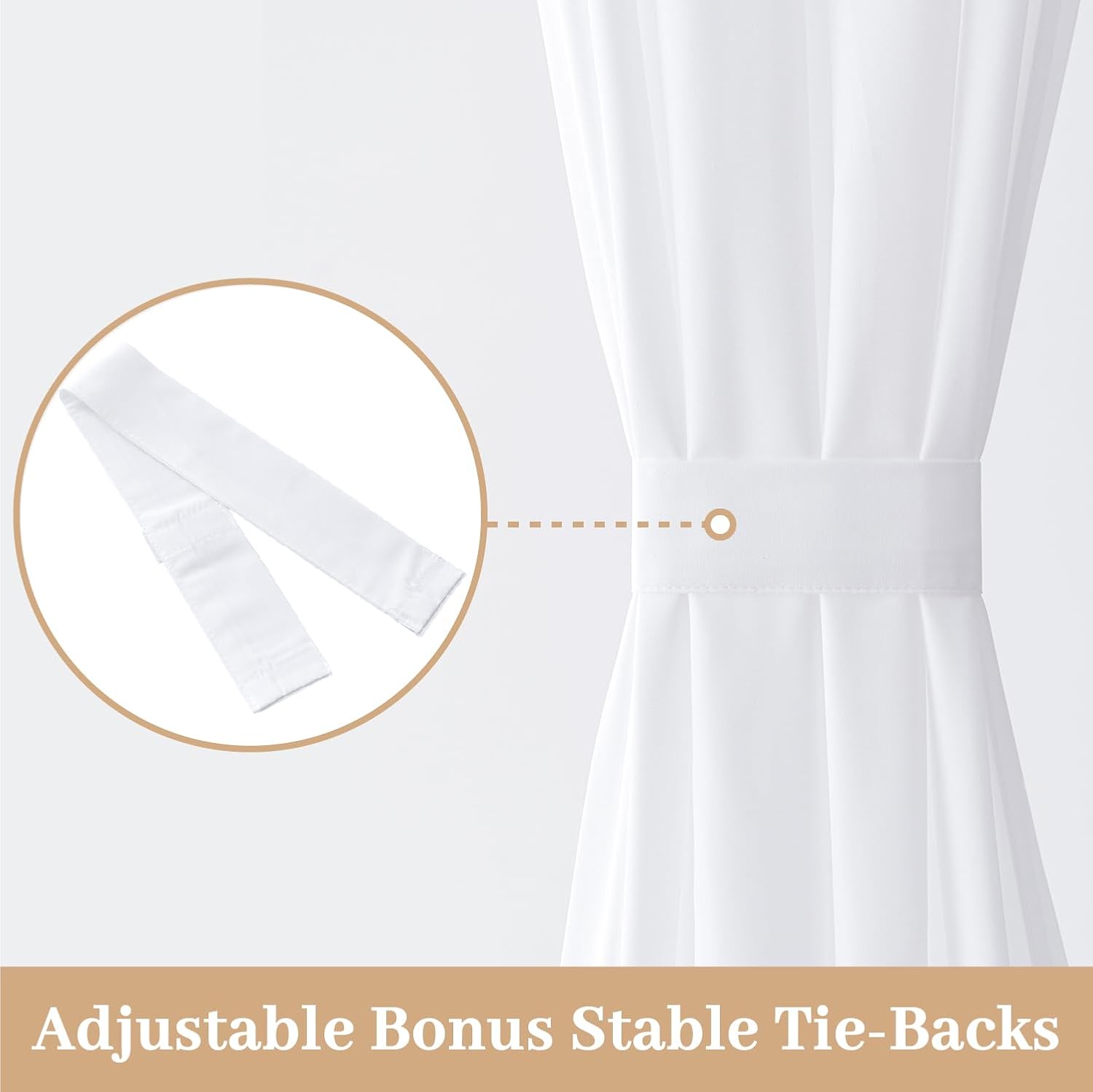 MIULEE French Door Curtains - Non-See-Through Privacy Light Filtering Sheer Drapes | White, 26 x 72 Inches, 2 Panels