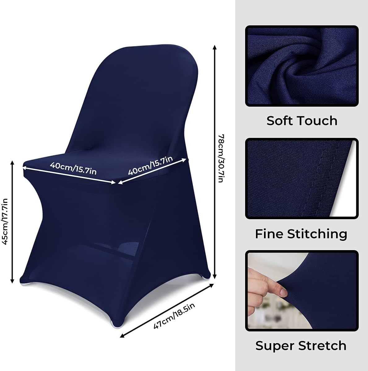 Babenest Spandex Folding Chair Covers - Upgraded Universal Stretch Washable Protector | Navy Blue (30)