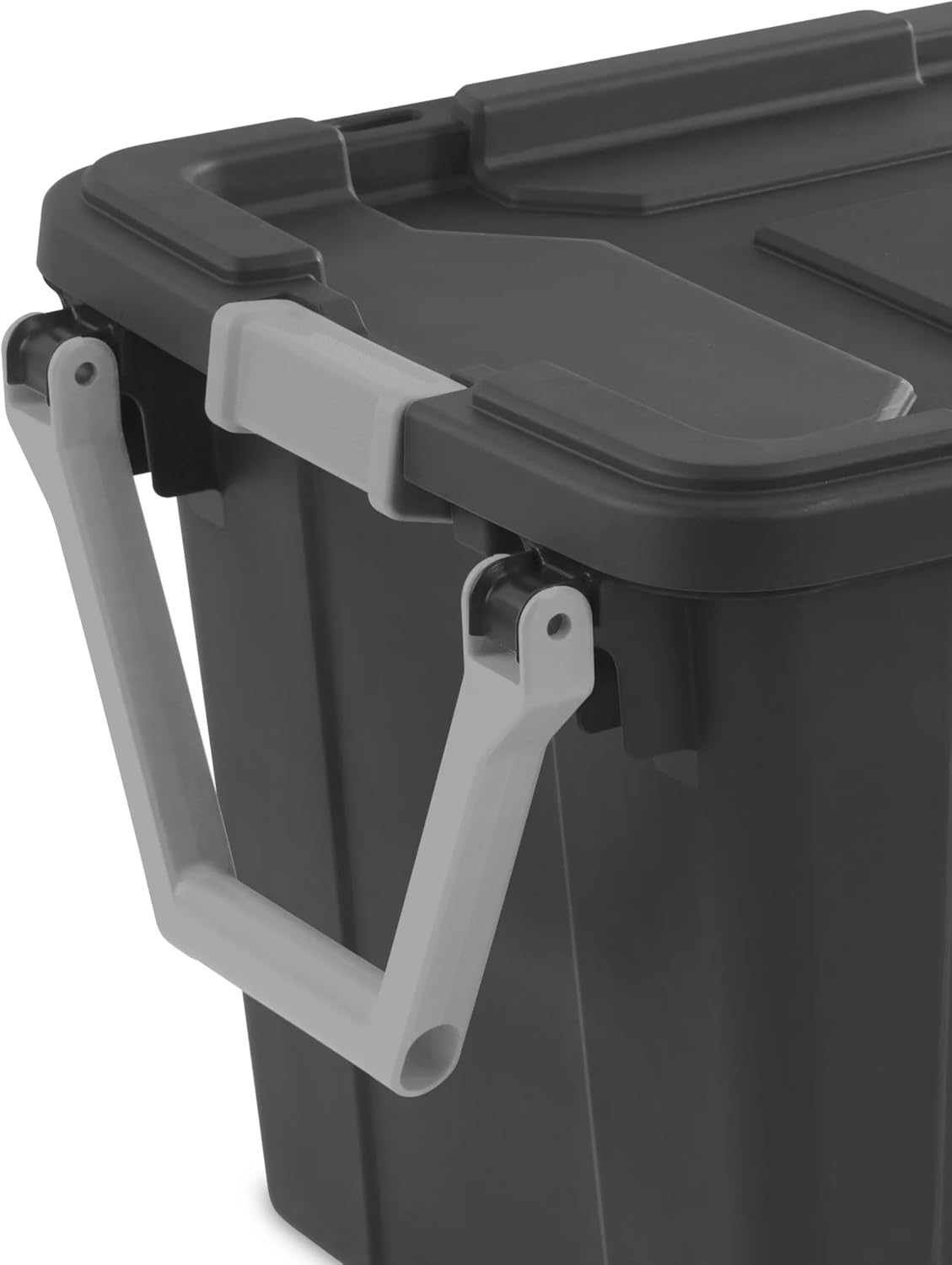 Rugged 40 Gallon Wheeled Industrial Tote by [Brand Name] - Durable Plastic Storage Bin with Latch Lid, Dark Gray