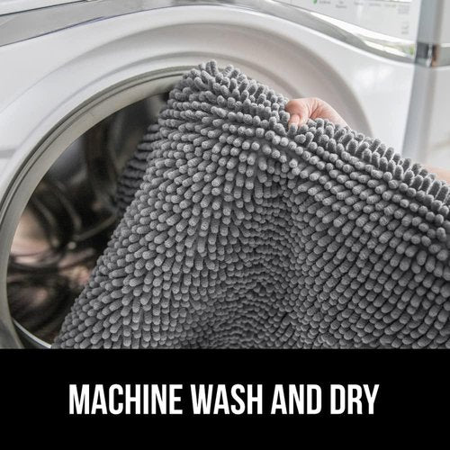 GORILLA GRIP Soft Chenille Toilet Lid Cover - Machine Washable, Non-Slip Rubber Backing, Grey, 19.5x18.5