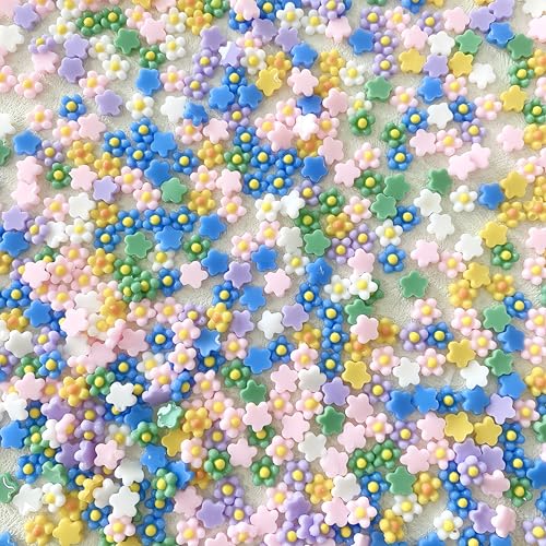 300Pcs Colorful Flower Nail Charms 3D Resin Floral Rhinestones for DIY Nail Art