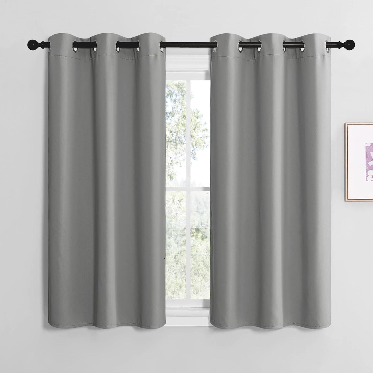 NICETOWN Thermal Insulated Blackout Curtains - Kids Window Drapes for Nursery | Silver Grey, 2 Panels (W42 x L50-Inch)