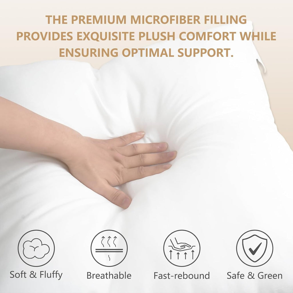 Obruosci Luxury Pillow Inserts - Hypoallergenic Ultra Soft Cushion Fillers | Pack of 4, 18 x 18 Inches