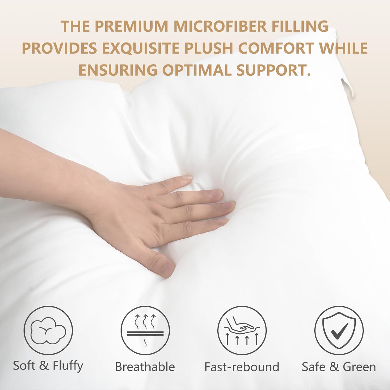 Obruosci Luxury Pillow Inserts - Hypoallergenic Ultra Soft Cushion Fillers | Pack of 4, 18 x 18 Inches