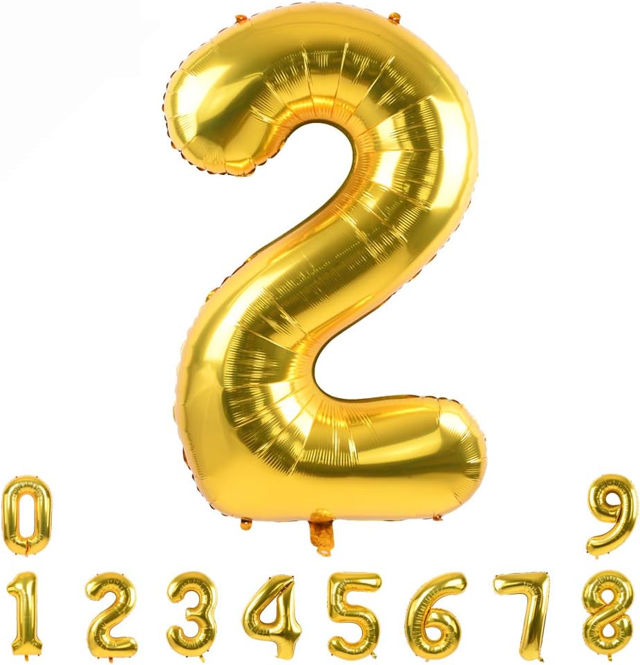 TONIFUL 40 Inch Gold Number Balloons | Large Foil Mylar 0-9 for Graduation, Weddings & Parties