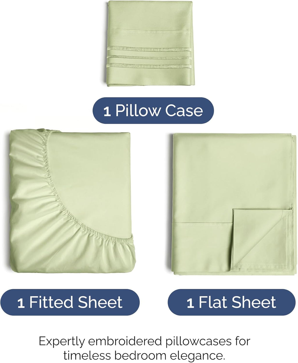 Skiennix Twin Size Sheet Set - Comfy Cooling Bed Sheets - Luxury Hotel Quality - Deep Pockets, Light Sage Green
