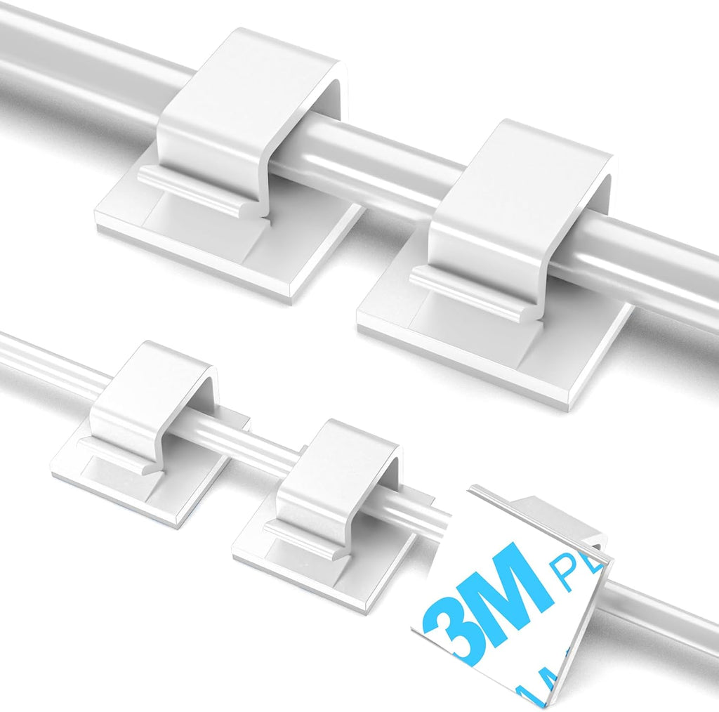 Skiennix Adhesive Cable Clips - 100 PCS White Wire Holders for Cord Management | Small & Large Sizes
