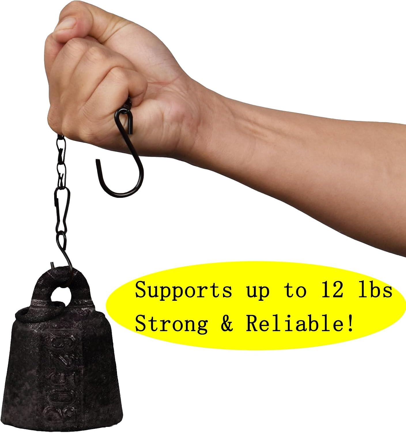 Skiennix Hanging Plant Chain - 11 Inch Black Basket Hooks for Bird Feeders & Wind Chimes | 6 Pack