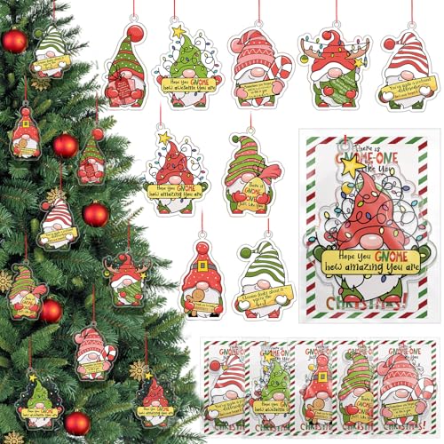 45 Sets Christmas Gnome Ornaments Bulk Employee Appreciation Gifts with Cards - Festive Holiday Decor