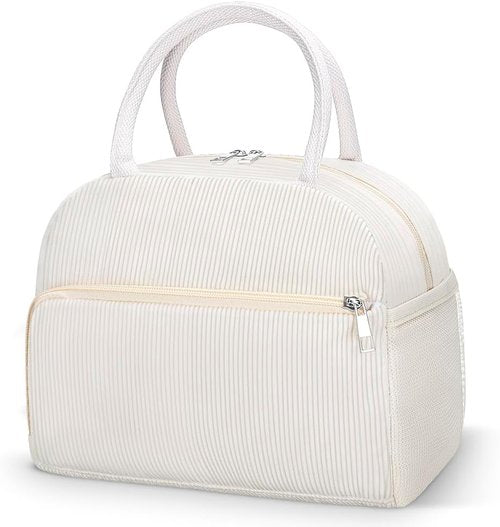 Coobiiya Corduroy Lunch Bag - Insulated Reusable Tote for Men & Women | Large Capacity Cooler for Work & Travel